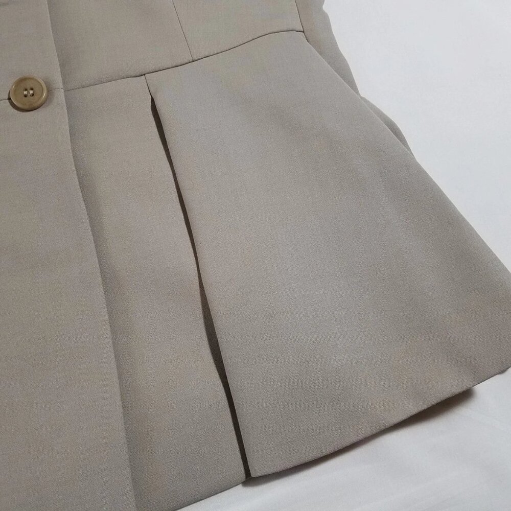 NWT Theory Braneve Continuous Wool Blend Peplum Blazer Jacket Beige Size 2 $525 - Picture 5 of 8